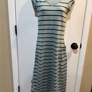 Toad&Co Green and Black Striped Maxi Dress